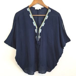 Lovestitch Cold Shoulder Batwing Embroidered Top
